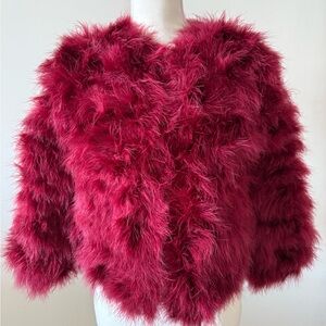 BCBGMaxAzria Plush Teddy Jacket in Deep Red